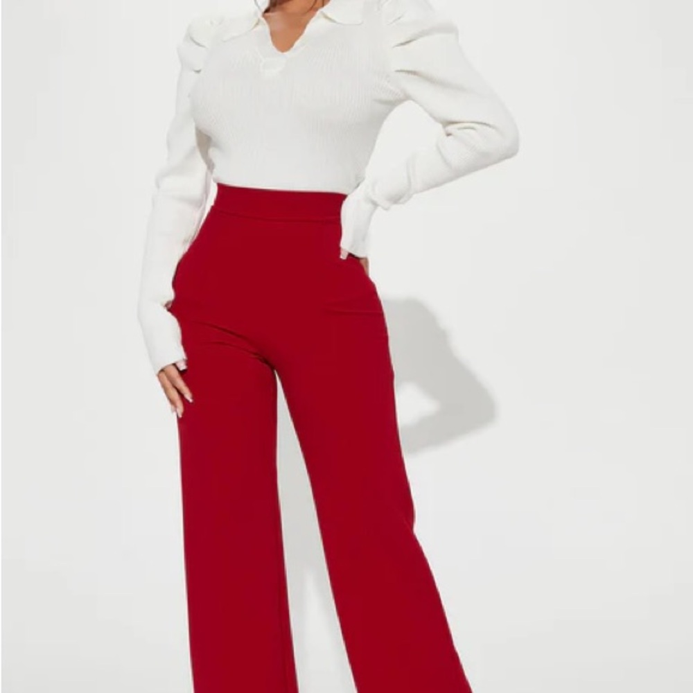 Fashion nova Victoria high waisted dress pants, Red